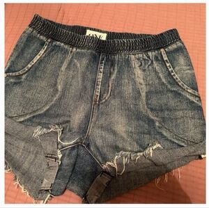 One Teaspoon Distressed Blue Jean Shorts
